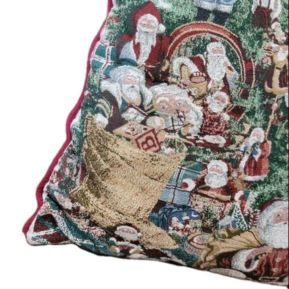 Vintage Christmas Tapestry Pillow Mary Hulgan for‎ Riverdale Holiday Decor Santa - Picture 2 of 7